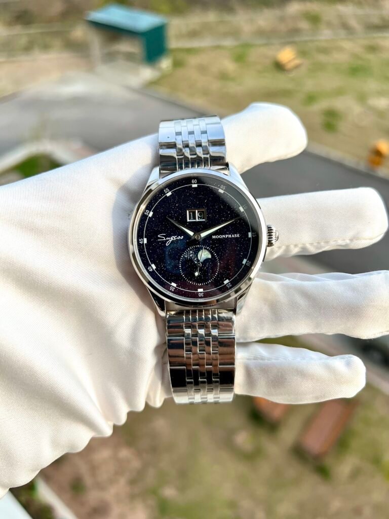 Seestern Sugess S451 Regulator Automatico Acciaio Pelle Grigio Salmone Orologio Uomo