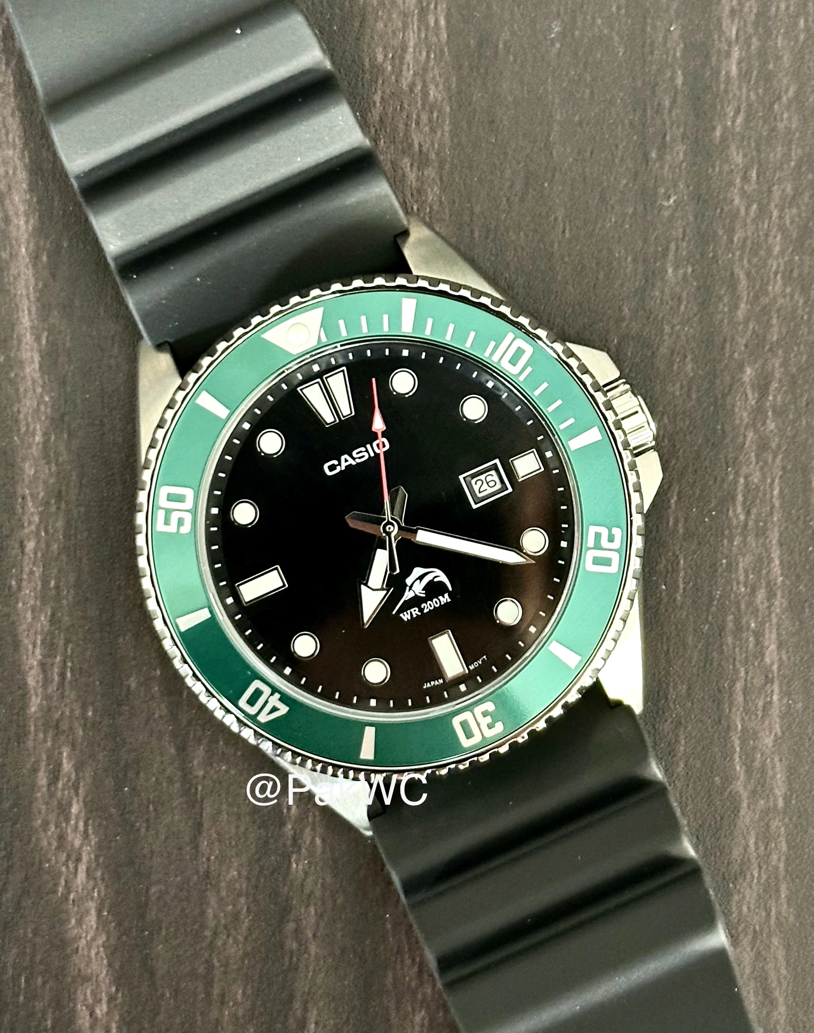 Casio Duro Green Bezel Quartz MDV106B-1A3 44mm