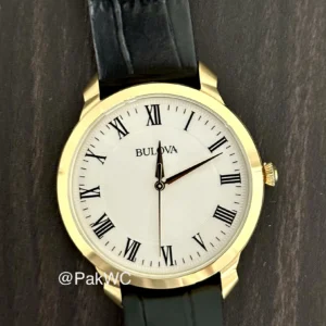 Bulova Gold Case Leather Quartz Men 97A123 41mm
