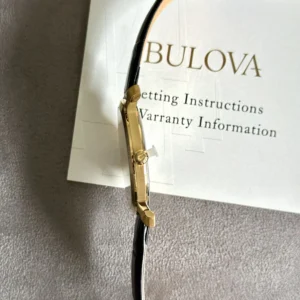 Bulova Gold Case Leather Quartz Men 97A123 41mm - Image 2