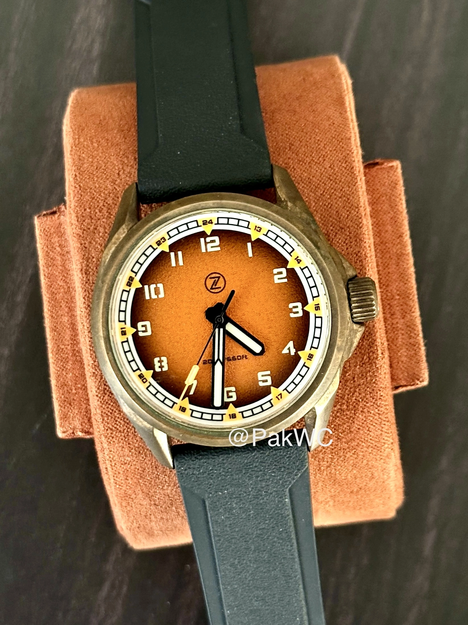 ZELOS Swordfish Field Bronze Burnt Orange 38mm