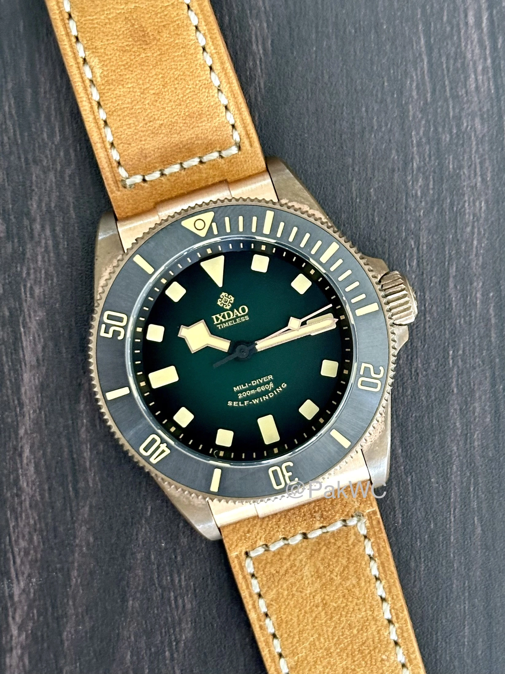 IXDAO Bronze Automatic Gradient Green Dial Men 39mm