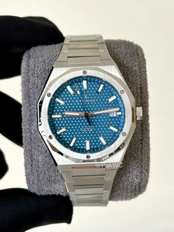 Cronos Skyline Engraved Blue Dial Automatic Men 39mm