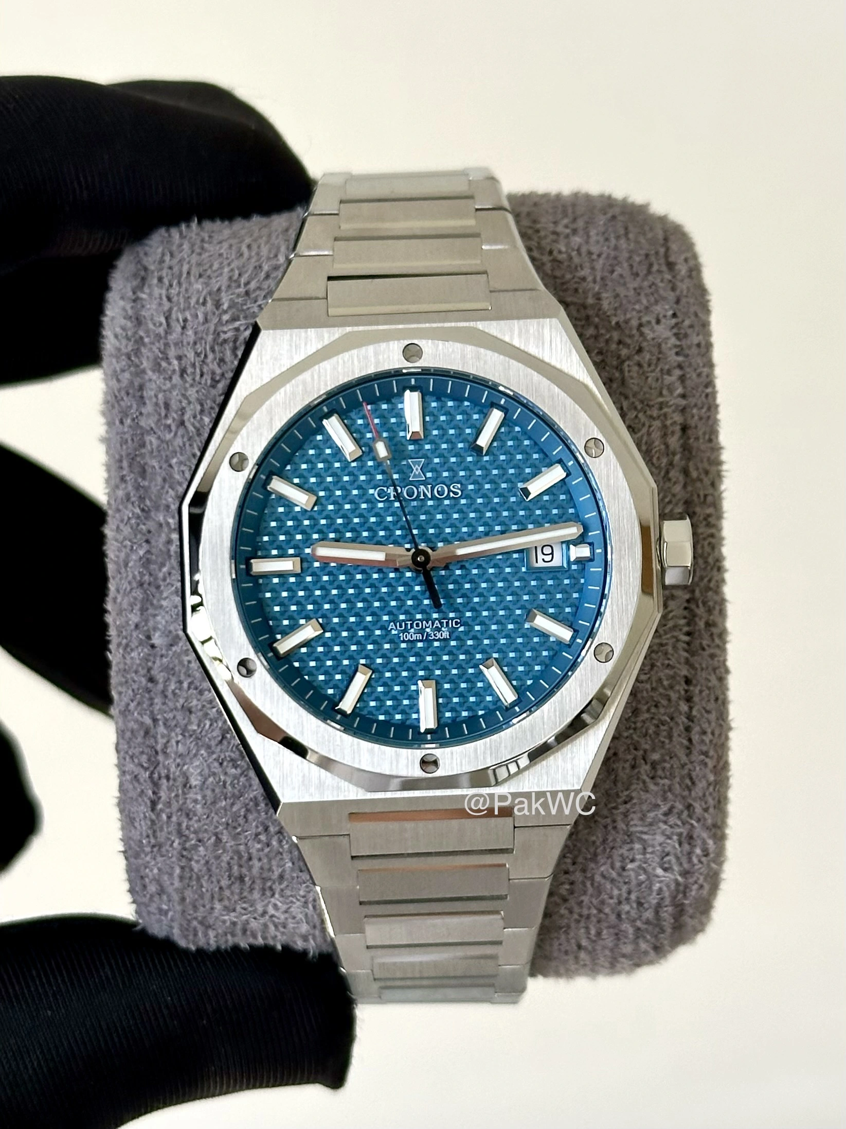 Cronos Skyline Engraved Blue Dial Automatic Men 39mm