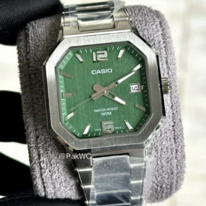 Casio Square Quartz Green Dial Men MTP-B195D-3AV 38mm