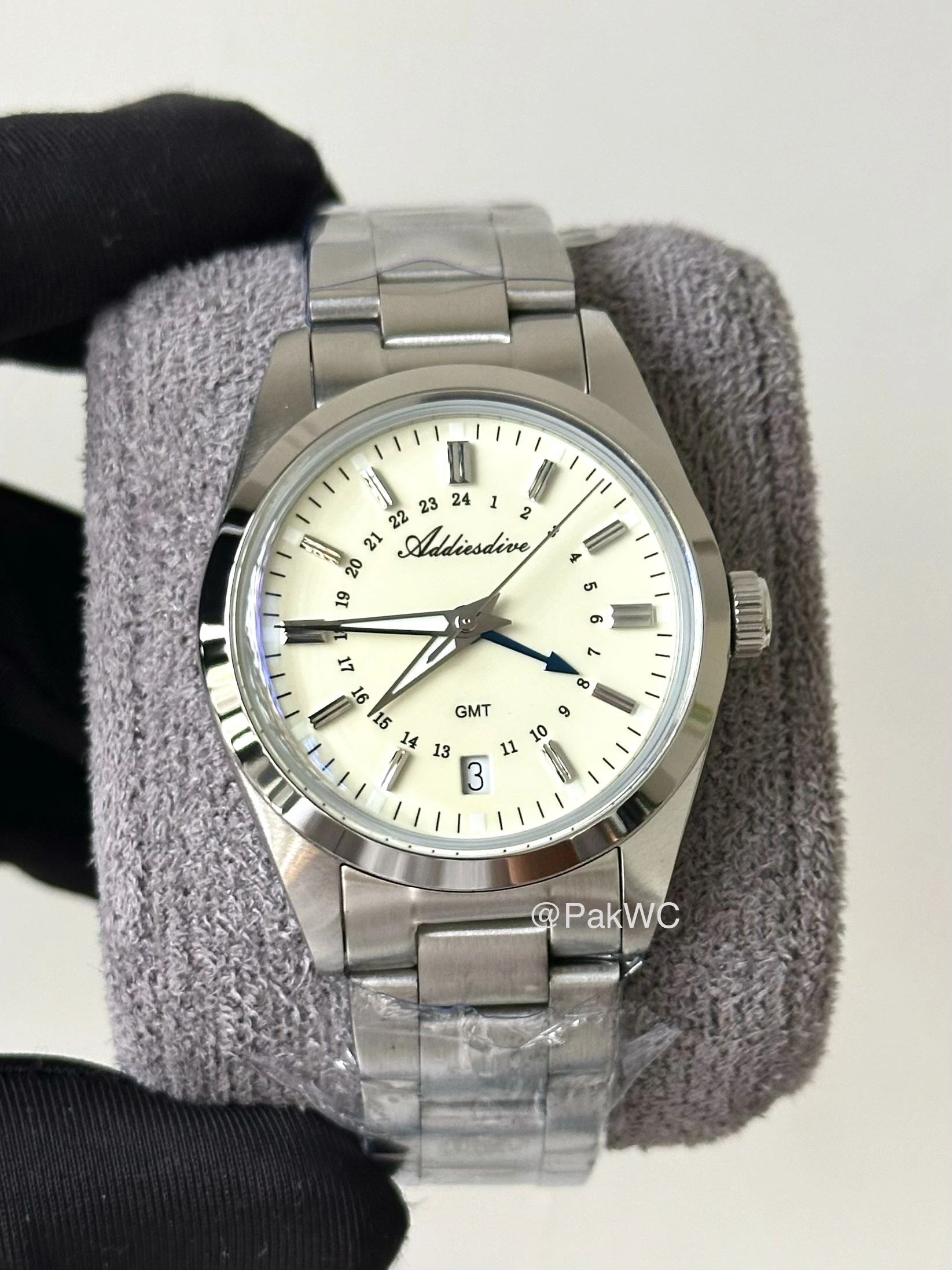Addiesdive Quartz GMT Cream Dial Men AD2065 36mm